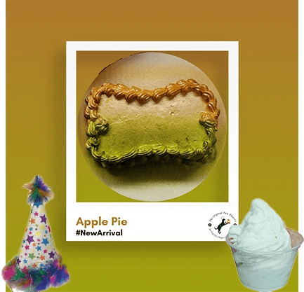 Apple Pie dessert with colorful decorations displayed.