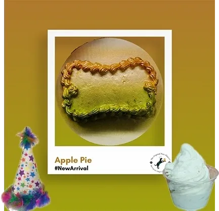 Apple pie with colorful frosting decoration.