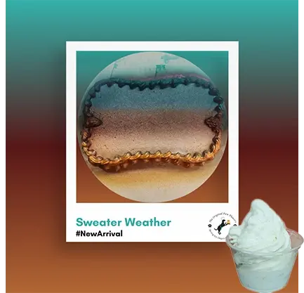 Ice cream with gradient background and text.