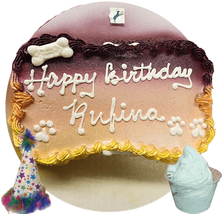 Birthday cake with dog bone decoration.