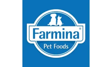 Farmina Pet Foods logo on blue background