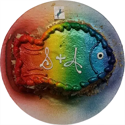 Rainbow fish cake with initials