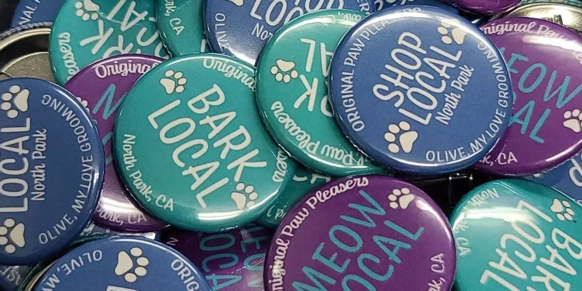 Shop local promotional buttons