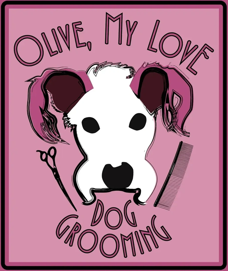 Pink dog grooming logo design