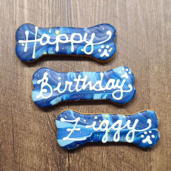 Happy Birthday Ziggy cookies on wood