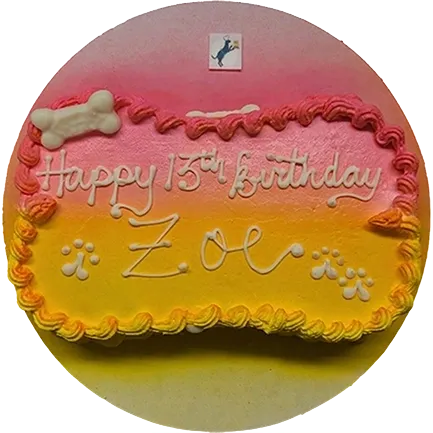 Colorful birthday cake for Zoe's 15th birthday.