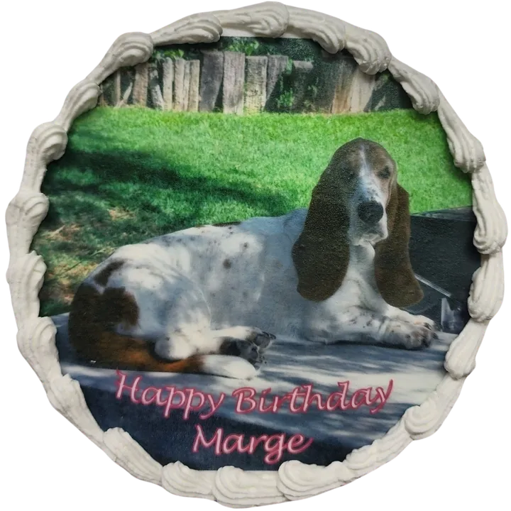 Dog-themed birthday cake for Marge.