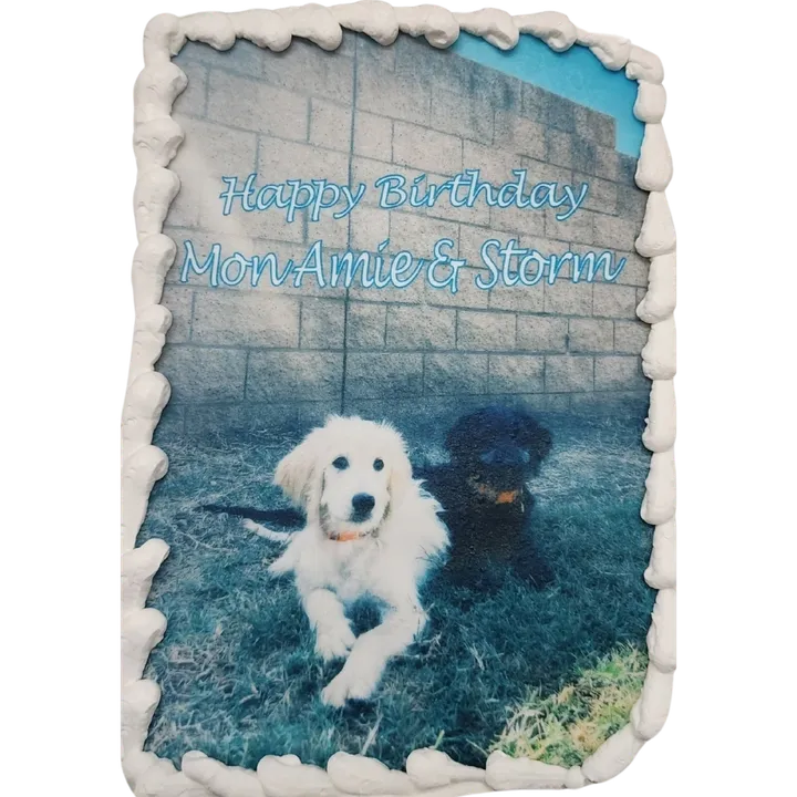 Happy Birthday cake with two dogs image.