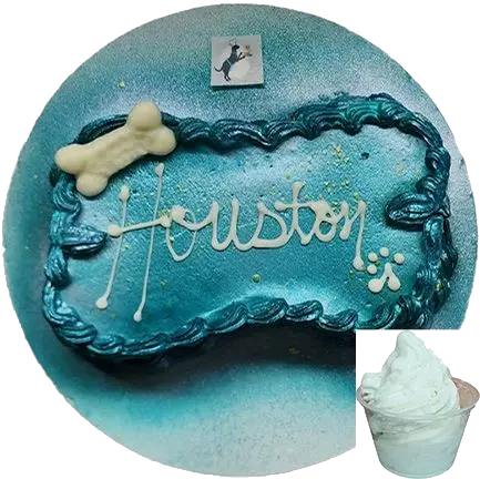 Personalized pet cake with white bone decoration