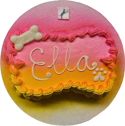 Pink and yellow pet cake