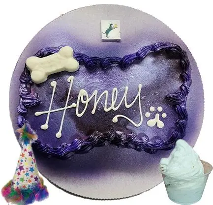 Purple "Honey" cake with bone and paw print