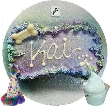 Personalized pet celebration treat with name Kai