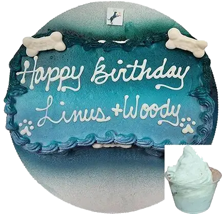 Blue dog birthday cake with bones