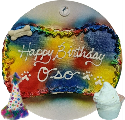 Happy Birthday Oso dog cake and treat