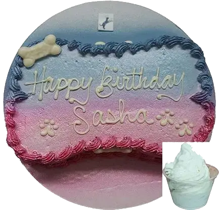 Pink and blue ombre dog birthday cake
