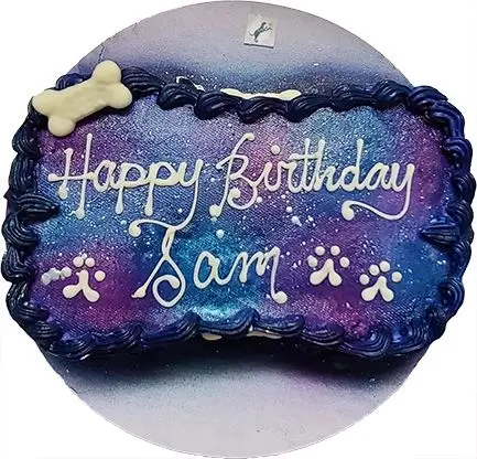 Bone and paw print dog cake