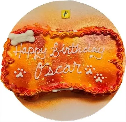 Orange dog treat birthday cake