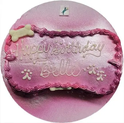 Pink "Happy Birthday Belle" dog cake